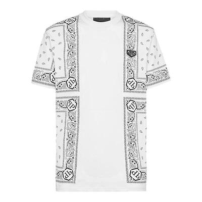 PHILIPP PLEIN 男士佩斯利纹圆领短袖T恤夏季宽松上衣
