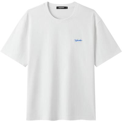 gxg.jeans男装 多色拼接肌理字母点缀简约圆领短袖T恤男 25夏新品