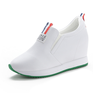 内增高女鞋子2025新款春秋季小白鞋百搭韩版休闲鞋坡跟一脚蹬单鞋