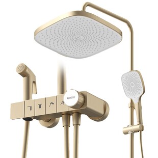 箭牌钢琴键淋浴恒温 拉丝金色花洒套装 卫浴家用淋雨全铜按键J10