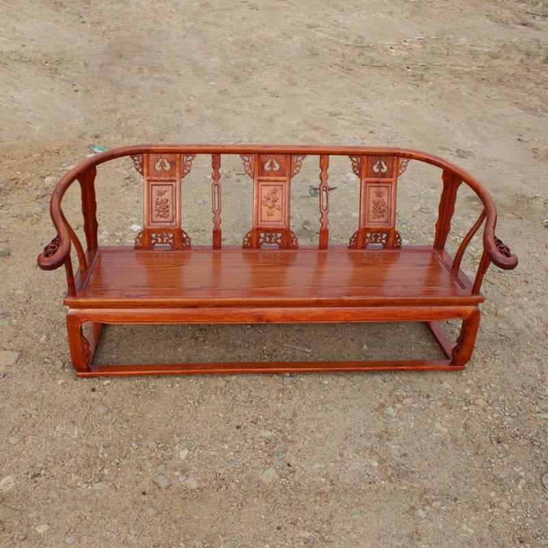 全实木双人沙发三人位卡座中式会客厅小户型罗汉床复古贵妃躺椅子