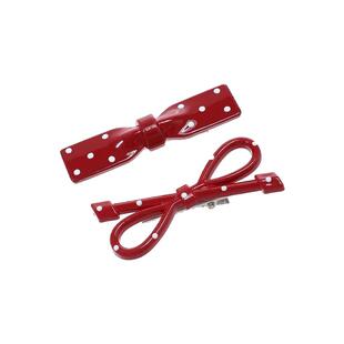 安可拉红蝴蝶结发夹女碎发边夹侧边前额刘海bb夹子高级感红色发卡