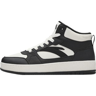 安踏元年高帮板鞋男2026春季新款黑白熊猫运动鞋百搭官方正品板鞋