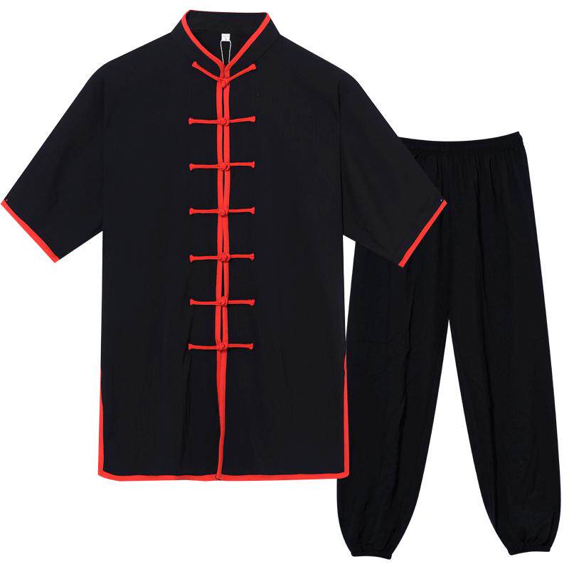 太极服中短袖春夏棉加丝男女晨练中老年武术表演太极拳服装练功服