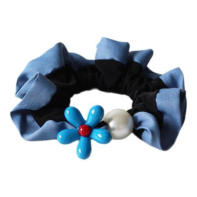 川野法式蓝色小花蓝边小肠发圈