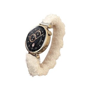 适用华为gt6手表GT5表带watchgt4秋冬gt3pro女士GT2pro新款watch5/4/3pro羊羔绒41mm毛绒弹力发圈替换手表带