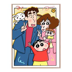 蜡笔小新全家福填充涂鸦数字油画diy手绘丙烯油彩画手工装饰挂画|