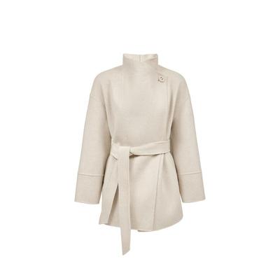 绫致ONLY2025秋冬新款100%绵羊毛双面呢宽松翻领毛呢大衣女