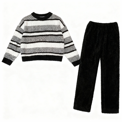 猫人男士半边绒睡衣秋冬季