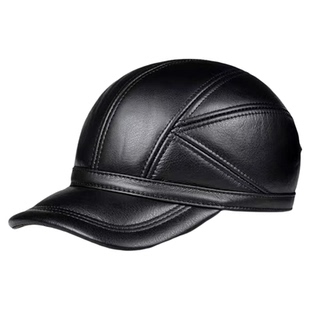 新款冬季牛皮棒球帽真皮帽子男冬天保暖护耳鸭舌帽中老年人棉帽潮
