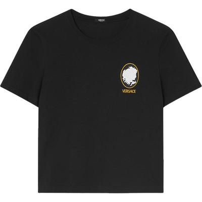 【季末优惠】VERSACE/范思哲 女士Cameo Logo修身T恤