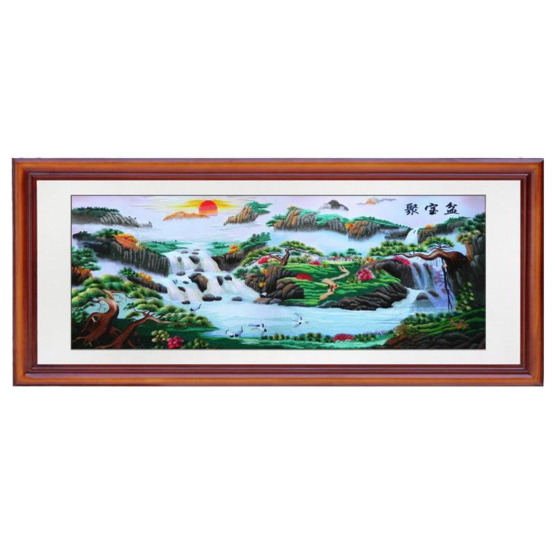 苏绣成品鸿运当头国画山水风景