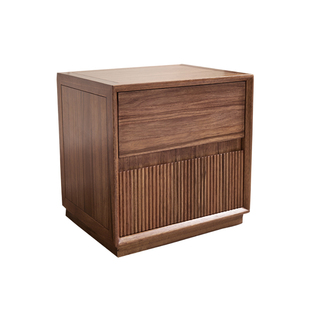 北欧简约黑胡桃木床头柜全实木卧室储物柜式床边柜书房收纳柜