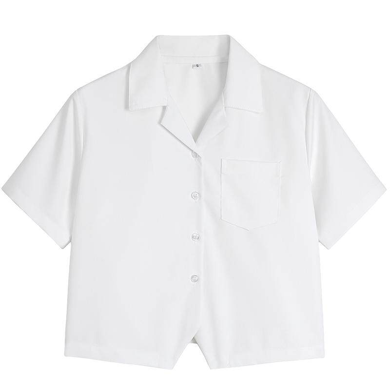初町野原创日系jk制服白衬衫女西装领百搭短款上衣基础款衬衣短袖