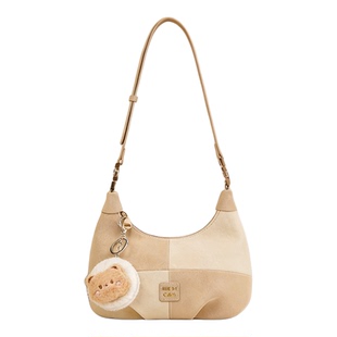 稻草人包包女2026新款小众设计撞色手拎包休闲时尚百搭单肩斜挎包