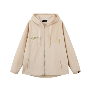 Dangerouspeople薛之谦dsp蜜蜂刺绣灯芯绒宽松百搭潮连帽开衫外套