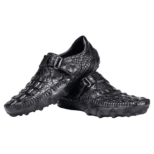 泰国进口鳄鱼皮休闲旅行八爪鱼男鞋软底豆豆鞋真皮手工鞋休闲皮鞋