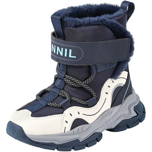 安奈儿男童雪地靴2025新款冬季加厚防水大童东北棉靴子儿童大棉鞋