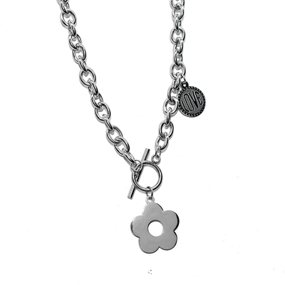 小花朵短项链男女小众粗链条ot扣