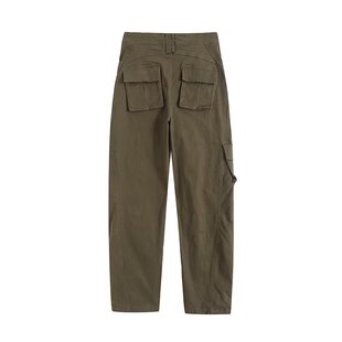 RARELY 同款廓形工装长裤 卡其/军绿色小众设计师休闲裤女