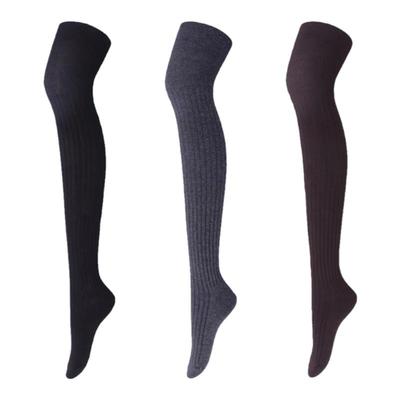 韩国高通保暖棉螺纹简约中筒袜潮