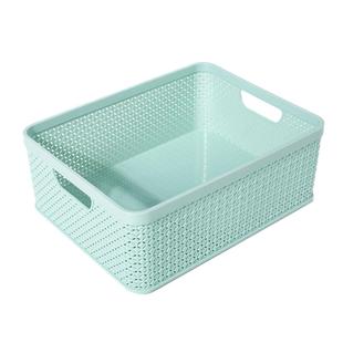 塑料收纳筐A4纸收纳盒无盖桌面整理盒加厚长方形收纳篮厨房办公室