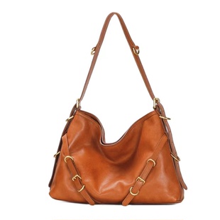 设计师真皮植鞣皮机车风易梦玲同款金属扣Hobo牛皮托特大容量女包