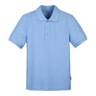 伊顿校服同款英伦夏季小学生短袖运动儿童POLO衫男女童T恤浅蓝色