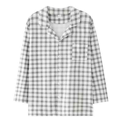 亲肤型睡衣男上衣纯棉格子