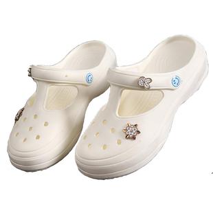 加厚底拖鞋女夏款外穿防滑浴室洗澡eva加高踩屎感高跟包头洞洞鞋