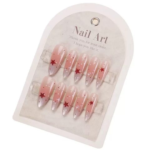 新年美甲穿戴甲猫眼少女纯欲风甲片法式蝴蝶简约星星黑皮甲油胶