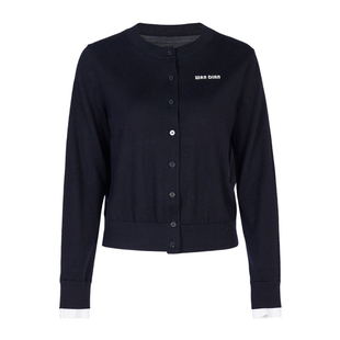 婉甸2026春季新红蓝黑三色圆领毛织开衫H型羊毛针织衫1251W01YJ1