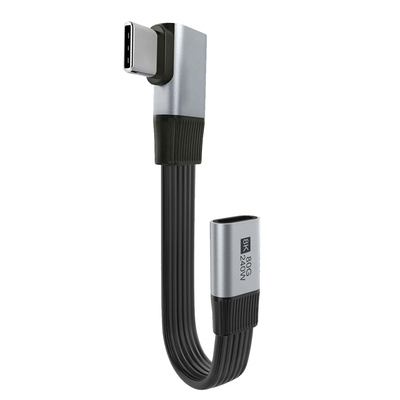 USB4公对母弯头延长线全功能typec直角90度侧拐8K软扁超短板线PD240W快充80G高速手机电脑移动硬盘数据加长线