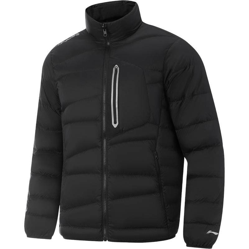 李宁户外CF溯｜短款羽绒服男士新款立领上衣冬季反光鹅绒运动服