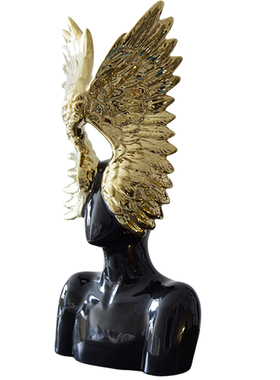 陶瓷黑金天使高端摆设