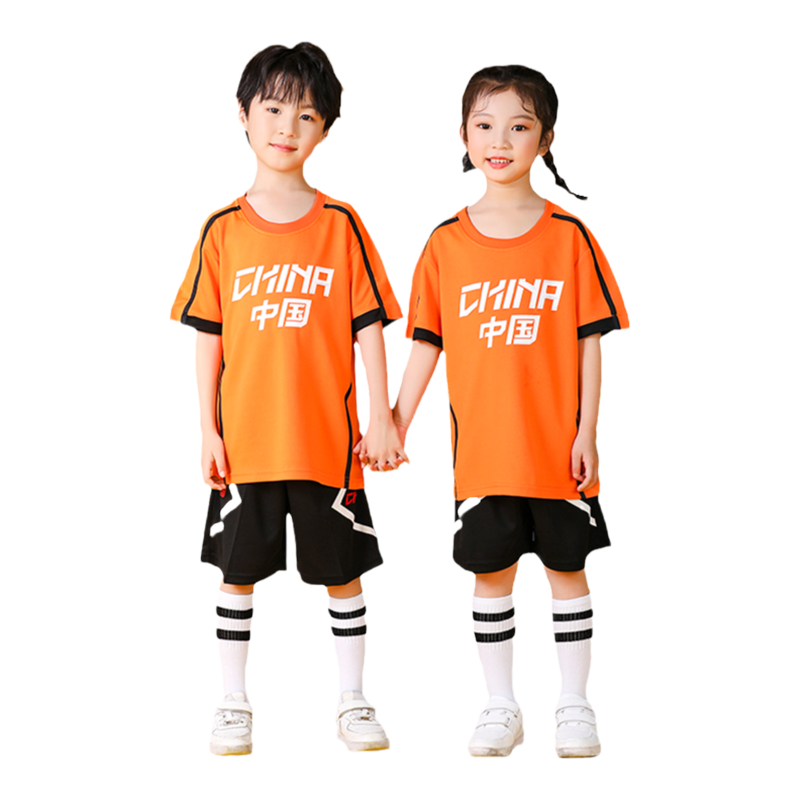 儿童足球服套装男女童中小学生运动会训练速干比赛服中国球衣定制