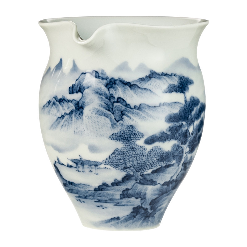 仿古青花山水烟雨江南公道杯
