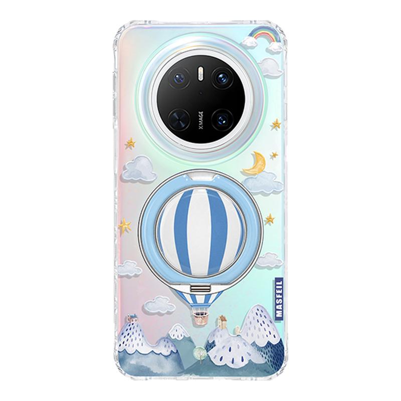 ZHIZHE×热气球之旅适用华为Mate60Pro手机壳带支架新款mt70por+支点套防摔Lo9高级感mete网红女超薄全包