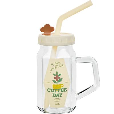 吸管杯精致好看的杯子大容量家用高硼硅可加热玻璃杯食品级果茶杯