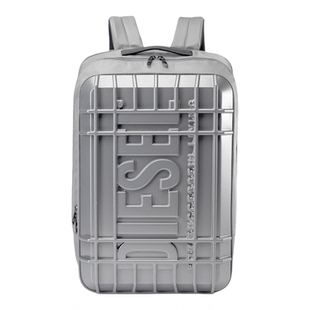 DIESEL迪赛男双肩背包硬外壳商务休闲防水大容量登机黑色潮流背包