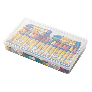 桌面透明文具盒铅笔水彩笔蜡笔盒塑料带盖长方形儿童马克笔整理盒