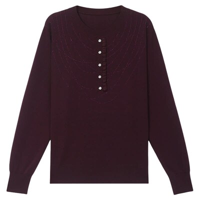 恒源祥圆领羊毛衫女宽松显瘦