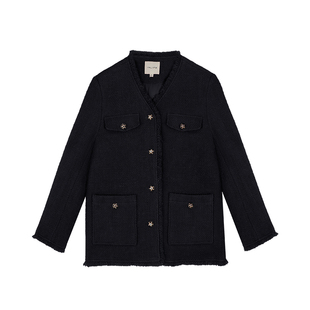 伊纳芙气质小香风毛呢外套女冬季新款高级感宽松内胆羽绒保暖大衣