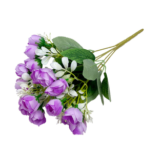 仿真花束单支花玫瑰花苞干花摆件假花塑料花假花花坛栅栏插花装饰