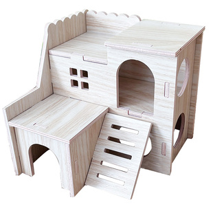 仓鼠小窝蜜袋鼯木房子宠物玩具金丝熊睡房小号躲避屋别墅造景用品