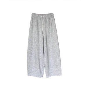 145小个子藏青色运动裤子女秋季梨型身材阔腿弯刀裤慵懒显瘦卫裤