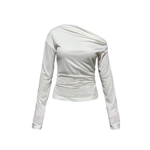 JCAESAR LONG SLEEVE 扭结斜肩长袖 科眉版型 打褶收腰设计悬垂感