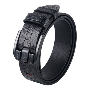 卡帝乐鳄鱼复古压花皮带男真皮针扣腰带头层牛皮百搭商务潮流裤带