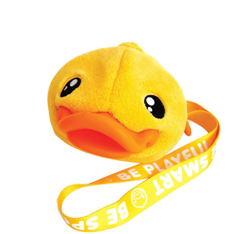 B.Duck小黄鸭斜背袋可爱鸭嘴包毛绒包斜跨包儿童挂包时尚零钱包