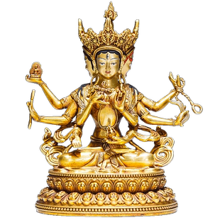 欧斯特《尊胜佛母铜像摆件》家居客厅铜鎏金雕花艺术品铜器装饰品